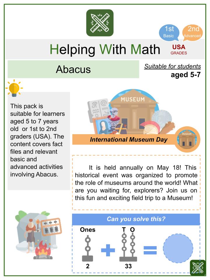 Abacus (International Museum Day Themed) Math Worksheets