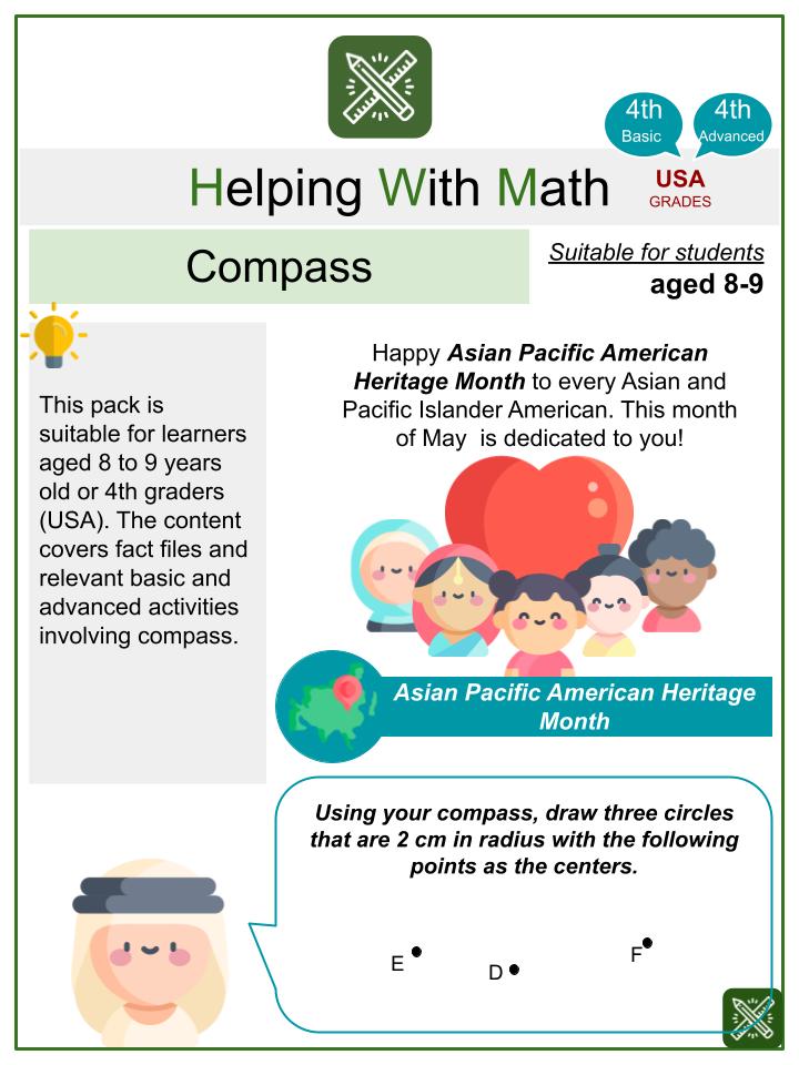 Compass (Asian Pacific American Heritage Month Themed) Math Worksheets