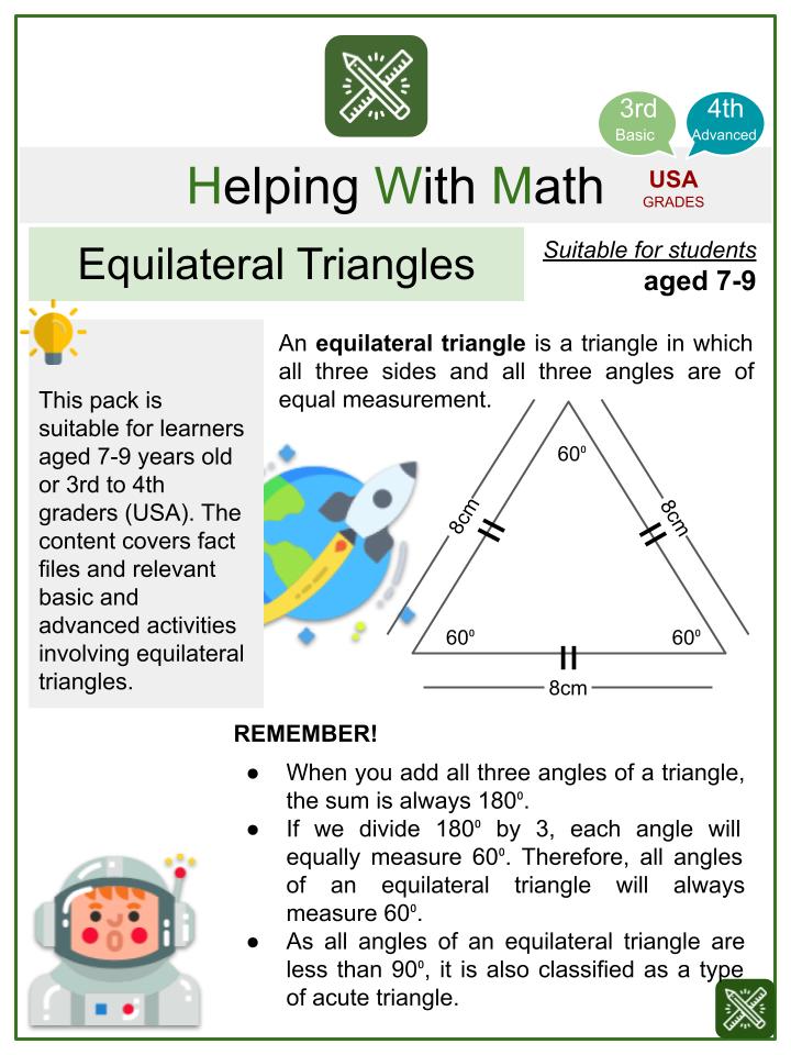 Equilateral Triangles (Outer Space Themed) Worksheets