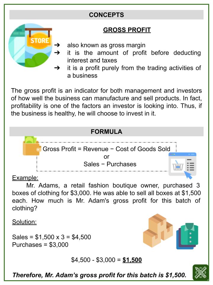 Gross Profit (Own Business Day Themed) Worksheets