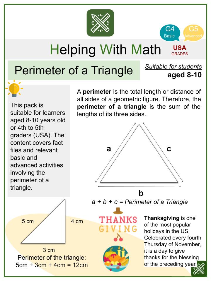 Perimeter of a Triangle (Thanksgiving Themed)