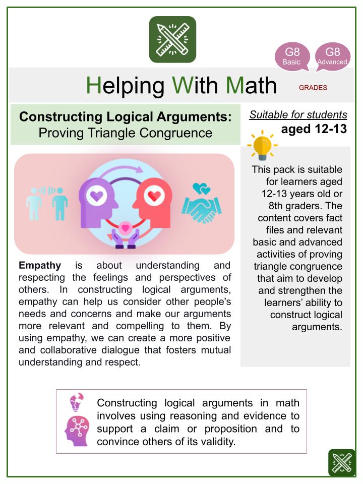 Proving Triangle Congruence (Empathy Themed) Math Worksheets