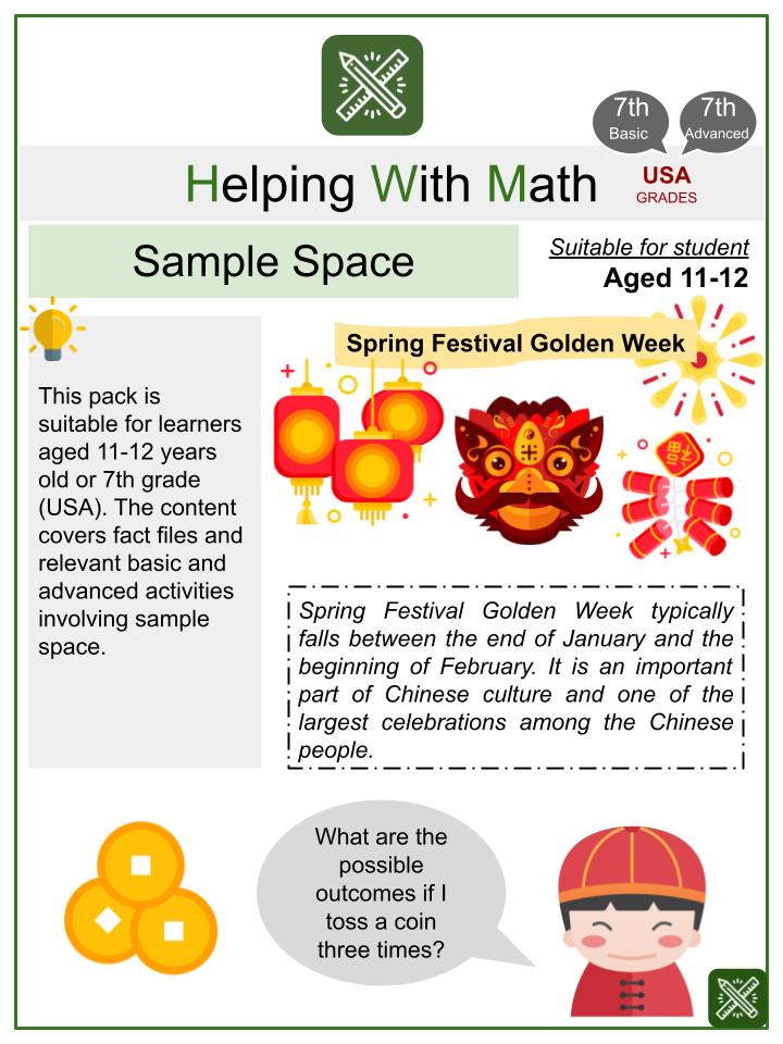 Sample Space (Spring Festival Golden Week Themed) Math Worksheets