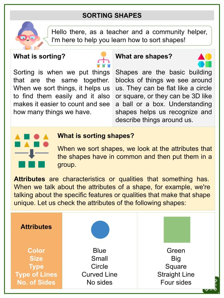 Sorting Shapes (Community Helpers Themed) Worksheets