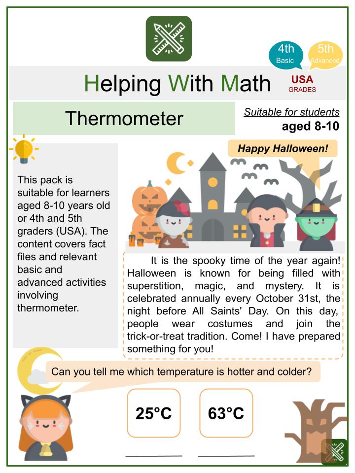 Thermometer (Halloween Themed) Worksheets